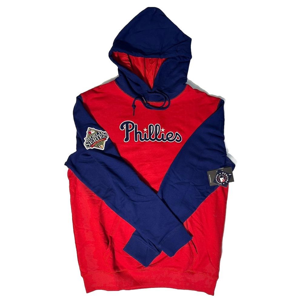 Philadelphia Phillies Hoodie Mens Size L Red/Blue World Series Fall‎ Patch 2008